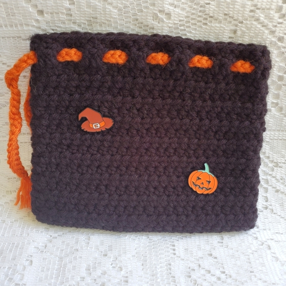 Halloween Black Jack-o-lantern‎ Pumpkin Crocheted Bag